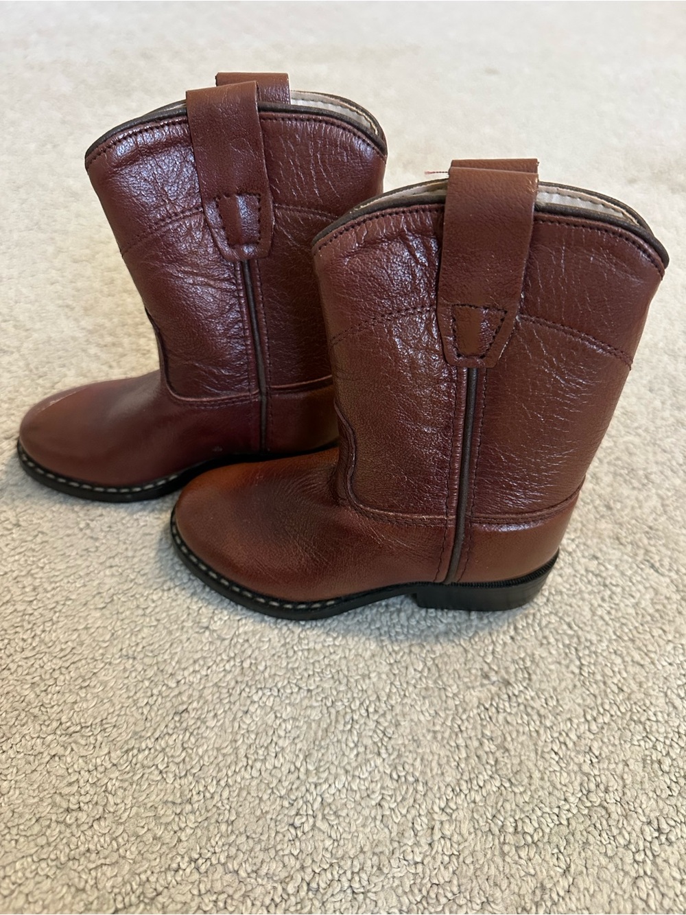 Old West Kids Chestnut Brown Western Pull-On Boots